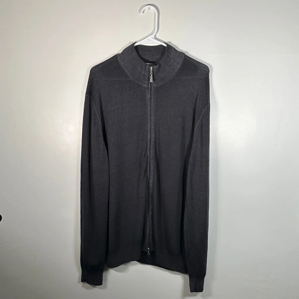 Gran Sasso 100% Virgin Wool Full Zip Sweater Gray Size XL Made in Italy Knit